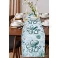 thumbnail image 2 of Table Runner Dresser Scarf 13 x 36 Inch Teal Octopus Summer Shell Coral Watercolor Nautical Table Runners Non-Slip Heat Kitchen Dining Table Decor for Indoor Outdoor Home Party Decoration, 2 of 7