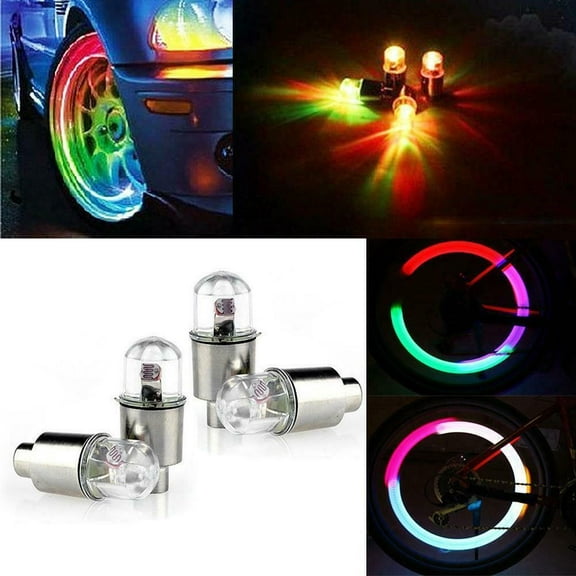 4pcs Car Auto Wheel Tire Tyre Air Valve Stem LED Light Cap Cover Accessories Top