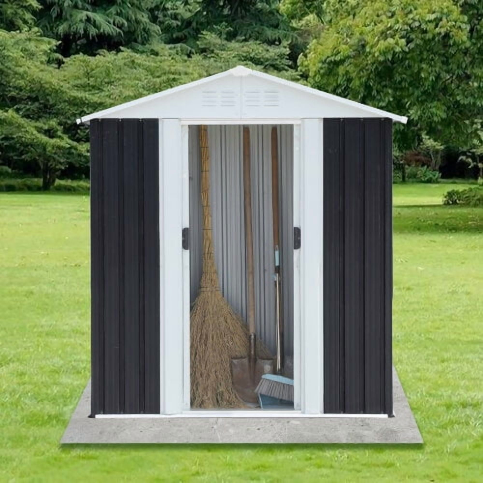 Outdoor Storage Shed 5X3 Feet Dark Grey Outdoor Storage Shed With Aluminum Alloy Frame With Base,Small Storage Shed