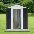 thumbnail image 3 of Outdoor Storage Shed 5X3 Feet Dark Grey Outdoor Storage Shed With Aluminum Alloy Frame With Base,Small Storage Shed, 3 of 6