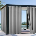 thumbnail image 3 of TOPCHANCES 2 Panels Outdoor Curtains for Patio, Waterproof Blackout Outside Curtains with Grommet Top and Tab Bottom, Windproof UV Resistant Drapes for Porch, Pergola, 52 x 108 inch, Gray #2, 3 of 10
