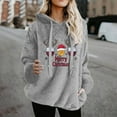 thumbnail image 2 of SwiftWear Women's Merry Christmas Print Fleece Lined Hoodie - Double-Sided Plush Pullover with Drawstring Hood, Festive Holiday Plus Size Tops Gray, 2 of 4