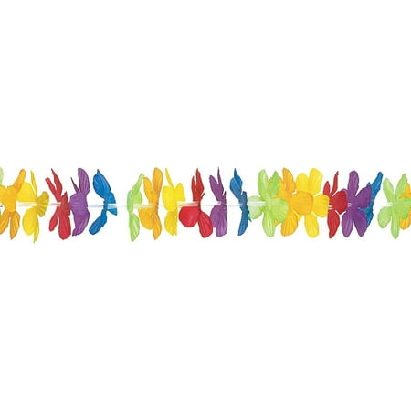 Luau With Fabric Flower Garland, 12 Ft., Multicolor, 1 Pc