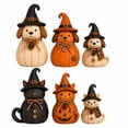 thumbnail image 2 of Aoznliie Vintage Halloween Decor, 6-Piece Witch Cats Dog Figurine Set for Mantel, 7.9 inch Fall Decor Ornaments for Entryway Bookshelf, Multicolor, 2 of 9