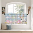 thumbnail image 2 of Light Blue Easter Tier Curtains 24 Inch Length, Spring Easter Bunny Eggs Floral Wooden Cafe Short Curtains for Bathroom Over Sink, Small Kitchen Curtain Light Filtering Drapes 2 Panels 27.5"Wx24"L, 2 of 8