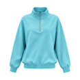 thumbnail image 3 of Horkkom Quarter Zip Pullover Women Casual Loose Soft Tops Oversized Fall Winter Sweatshirt M, Gifts for Women, 3 of 6