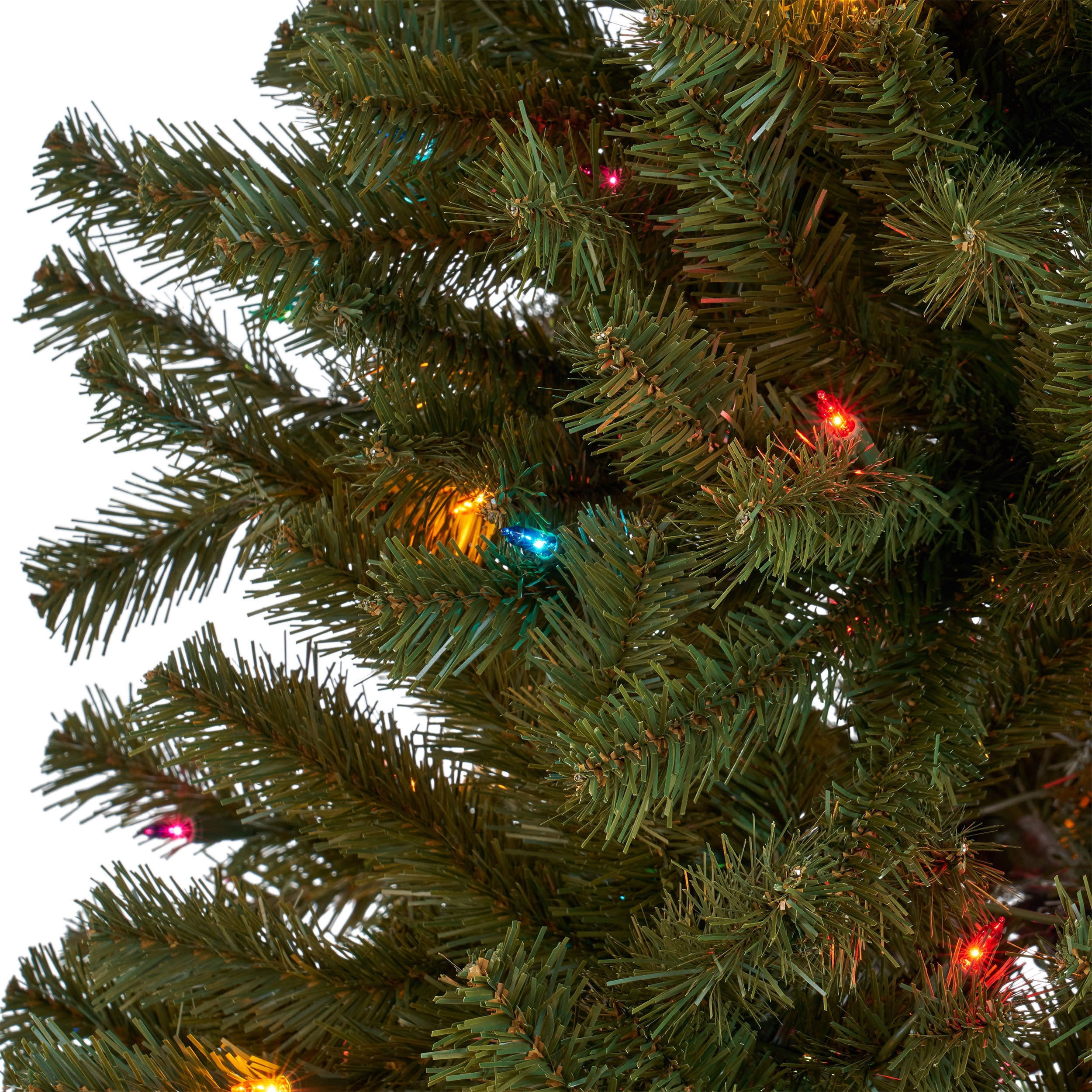 Noble House 7 Foot Artificial Noble Fir Christmas Tree, Green/Multicolored Lights