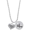 thumbnail image 1 of Delight Jewelry Silvertone Follow Your Heart Silvertone Script Initial Disc - K - Charm Necklace, 20"+3", 1 of 4