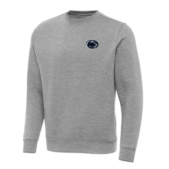 Men's Antigua Heather Gray Penn State Nittany Lions Big & Tall Victory Crewneck Pullover Sweatshirt
