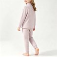thumbnail image 5 of XRoczxe Kids Thermal Underwear Set, Boys Girls Striped Base Layer Pajamas, Soft Warm Long Sleeve Top & Pants for Winter Sleepwear, 5 of 6