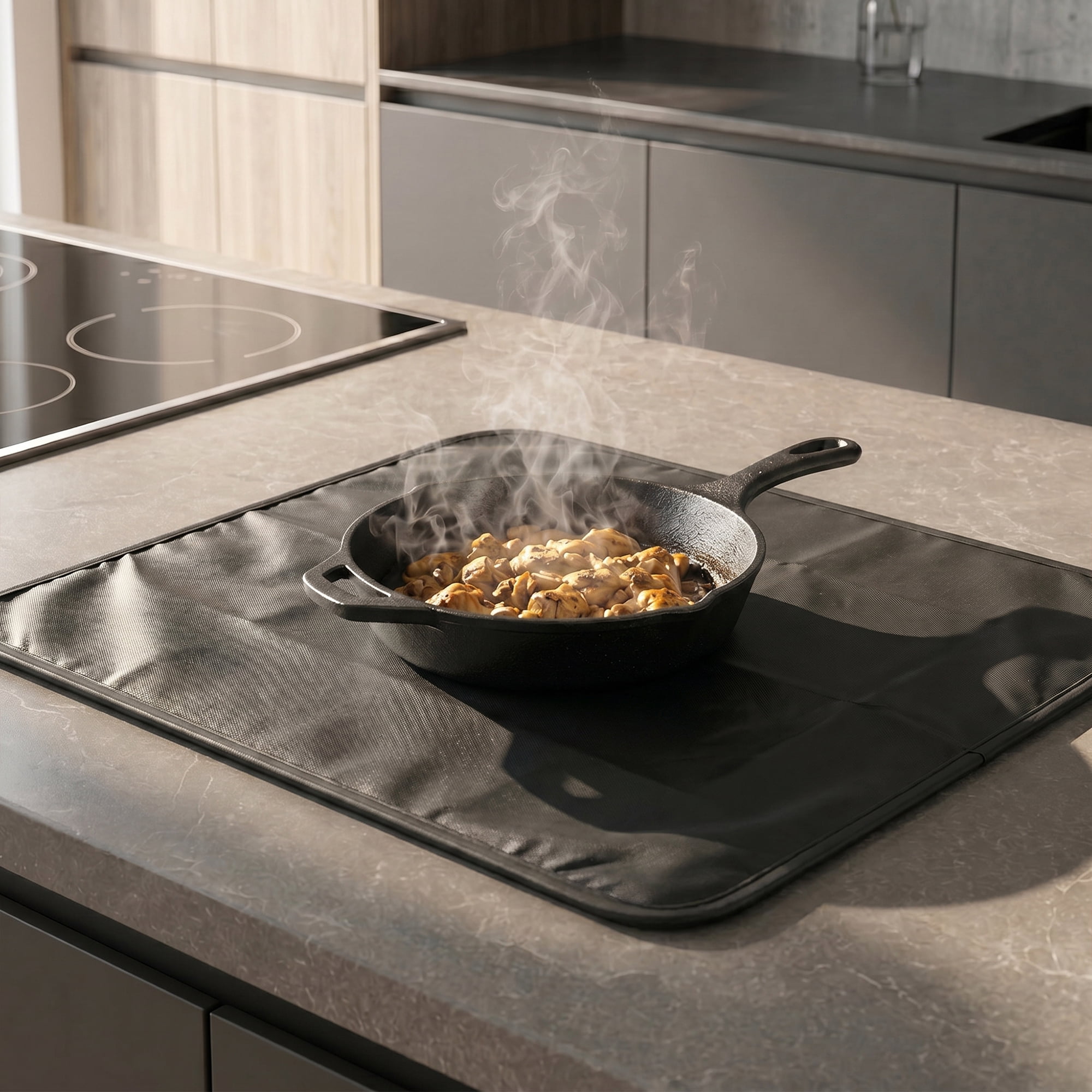 Unique Bargains Non Slip Silicone Heat Resistant Protector Pad Mat Black 19.7"x23.6"