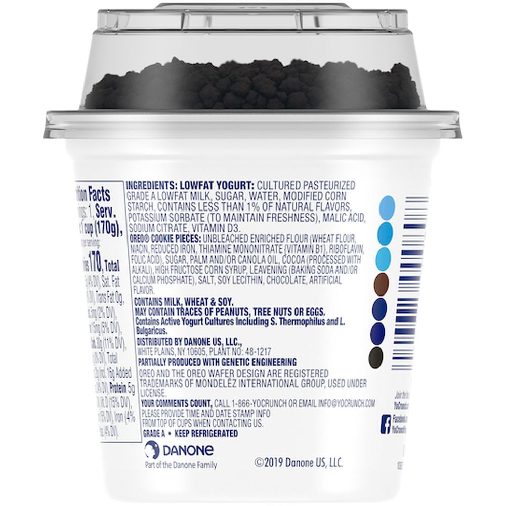 Yocrunch Low Fat Vanilla Yogurt with Oreo Cookies N Cream, 6 Ounce -- 12 per Case.