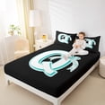 thumbnail image 4 of Manfei Monogrammed Bowknot Q Full Size Sheets, Cyan Cute Dreamy Bowknot Bed Sheets, Cartoon Initial Letter Sheet Sets, Super Cozy Room Decor, 4-Piece, 4 of 7