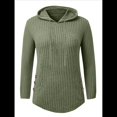 thumbnail image 1 of Sudadera con Capucha de Punto Acanalado Suave para Mujer, Suéter de Larga, Sudadera Ligera y Acogedora para Otoño. Verde M, 1 of 6