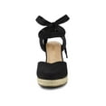 thumbnail image 6 of BLISSFUL STEP Women's Shoes Espadrille Wedge High Heel Round Toe Sandals Black 6, 6 of 8