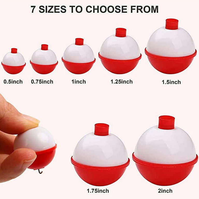 Fishing Float Bobbers for Fishing Assortment，Push Button Snap-on Fishing  Floats Bobbers Hard ABS Red/White Round Buoy Fishing Tackle Accessories 