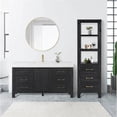 thumbnail image 6 of Leon 72"H Solid Wood Bath Linen Storage Cabinet in Fir Wood Black, 6 of 11