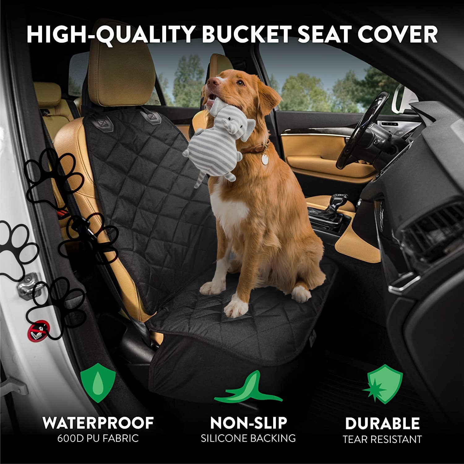 Plush Paws Products Pet Car Seat Cover XL - Black