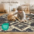 thumbnail image 4 of ODIKA 6'x9' Washable Area Rug Cream Distressed Boho Interlocking Geometric Academia Farmhouse for Queen Size Bedroom, Under Bed, Master Suite, Easy Care, Non-Shedding, 4 of 7