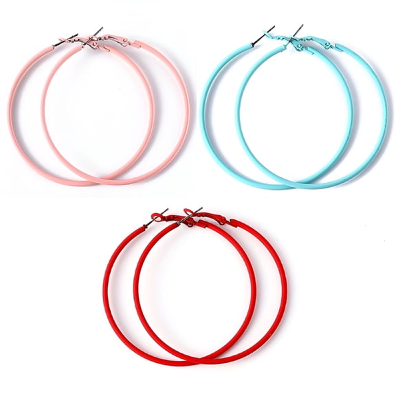 DESIGNICE Big Circle Charm Hoop Earrings Candy Color Women Party Jewelry Gifts Red Hoop Earrings