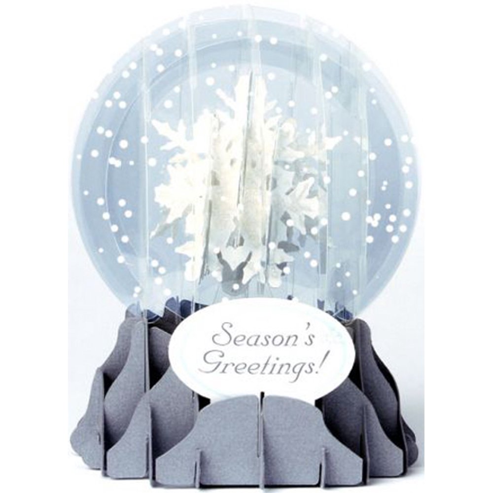 Up With Paper Holiday Snowflakes Snow Globe Pop Up Christmas Card