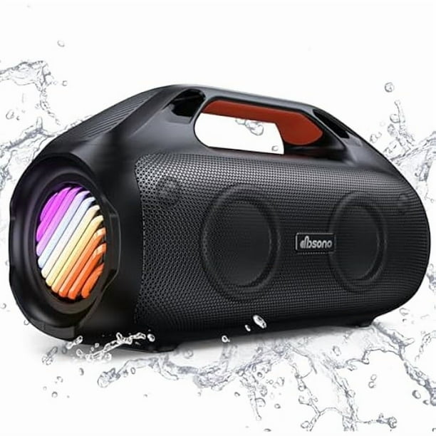 wonima11 100W Bluetooth Speaker, Outdoor Wireless Boombox with Powerful Bass, RGB Lights, IPX7 Waterproof|30H Playtime|USB-C|TWS|AUX, Portable for Party, Camping, Pool, Beach, Backyard-Black