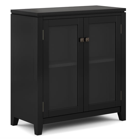 Simpli Home Cosmopolitan 30 inch Wide Solid Wood Contemporary Low Storage Cabinet in Black