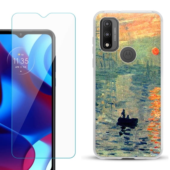 Slim-Fit Gel TPU Phone Case for Motorola Moto G Pure, with Tempered Glass Screen Protector, by OneToughShield ® - Sunrise Impression