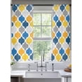 thumbnail image 2 of Yellow Blue Sheer Curtains 72 Inches Long 2 Panels Moroccan Trellis Retro Abstract Geometric Light Filtering Semi Sheer Window Curtains Drapes for Bedroom Living Room 52"x72"x2, 2 of 7