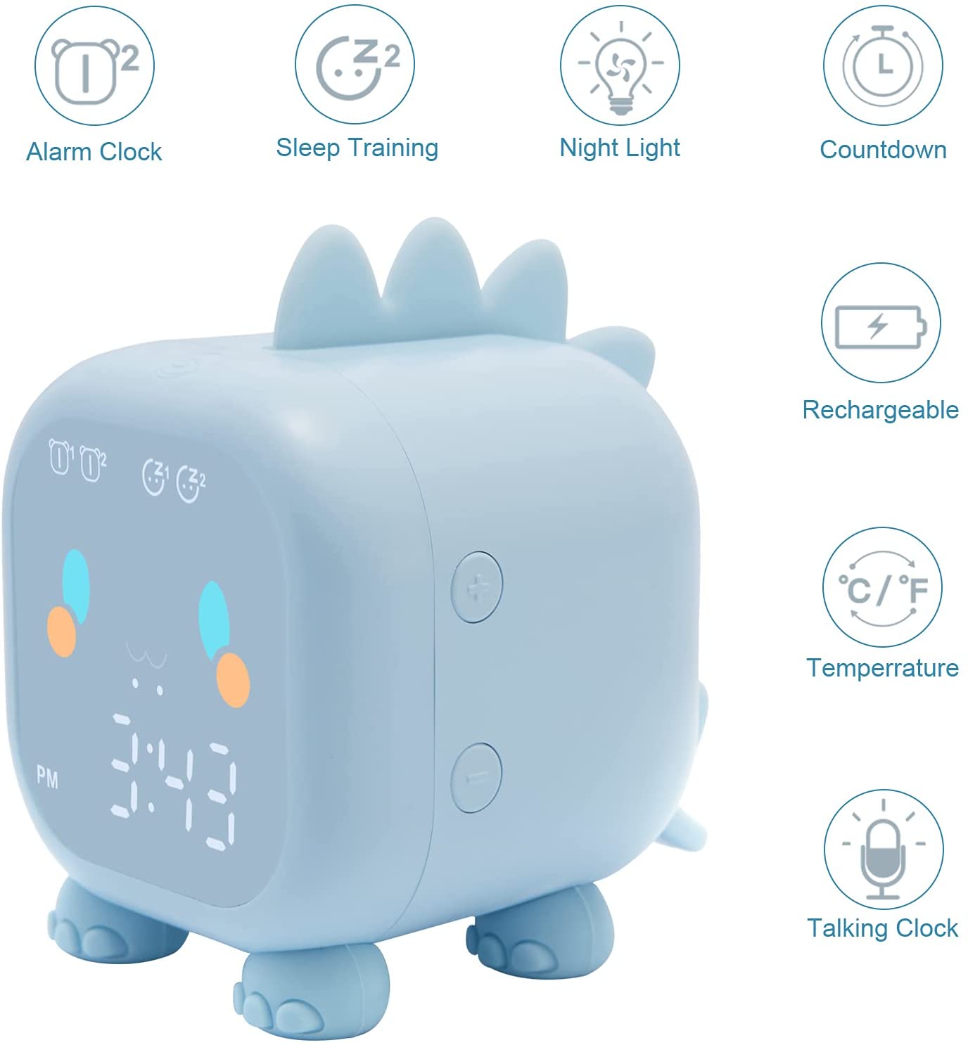 Kids Alarm Clock, Toddler Dinosaur Sleep Trainer, Wake Up Night Lights