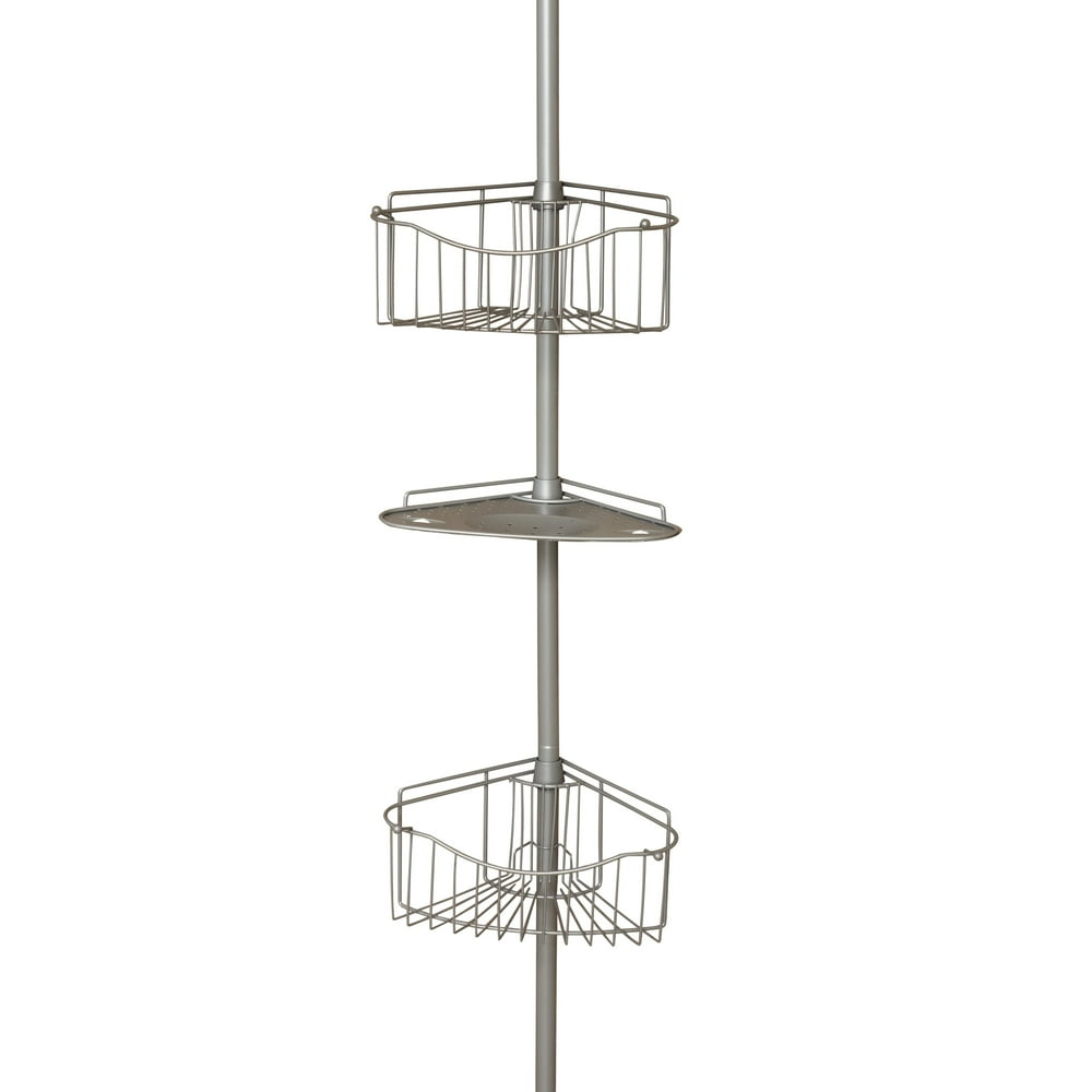 Mainstays Tension Pole Shower Caddy, Satin Nickel