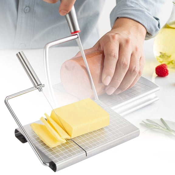 Vegetable Cutter Kitchen Tool for Cheese Butter Sausages Fruits — Stainless Steel Slicer and Cutter for Block Cheese Fruits and More