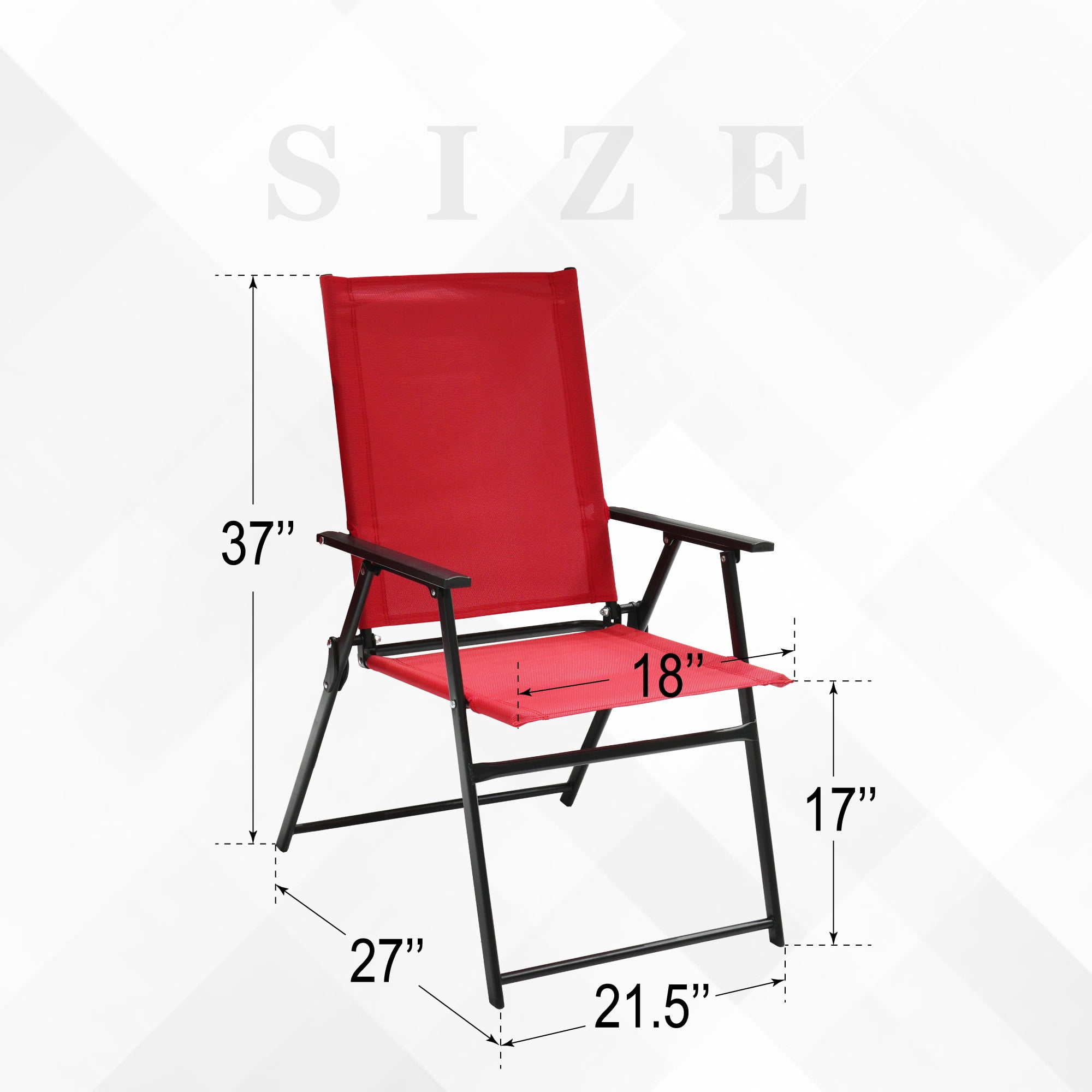 Metal Outdoor Folding Chairs, 4-Piece Patio Lawn Chairs with Arms