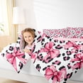thumbnail image 4 of Feelyou Bowknot Kid Queen Comforter Set, Pink Cheetah Leopard Print Bedding Set, 3pcs, 4 of 8