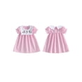 thumbnail image 2 of BemeyourBBs Toddler Baby Girl Summer Striped Dress Little Baby Girl Silly Goose Big Sister Outfit 12 18 24 Months 2 3 4 5 Years Scalloped Collar Puff Short Sleeve Silly Goose Floral Embroidery Dress, 2 of 9
