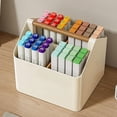 thumbnail image 2 of Desk Organizer, Caddy Organizer, Plastic Multifunctional Removable Storage Organizer Bin with Adjustable Dividers for Art Supplies, Crafts, Colored Pencils and Makeup Desk, Cream White, 2 of 7