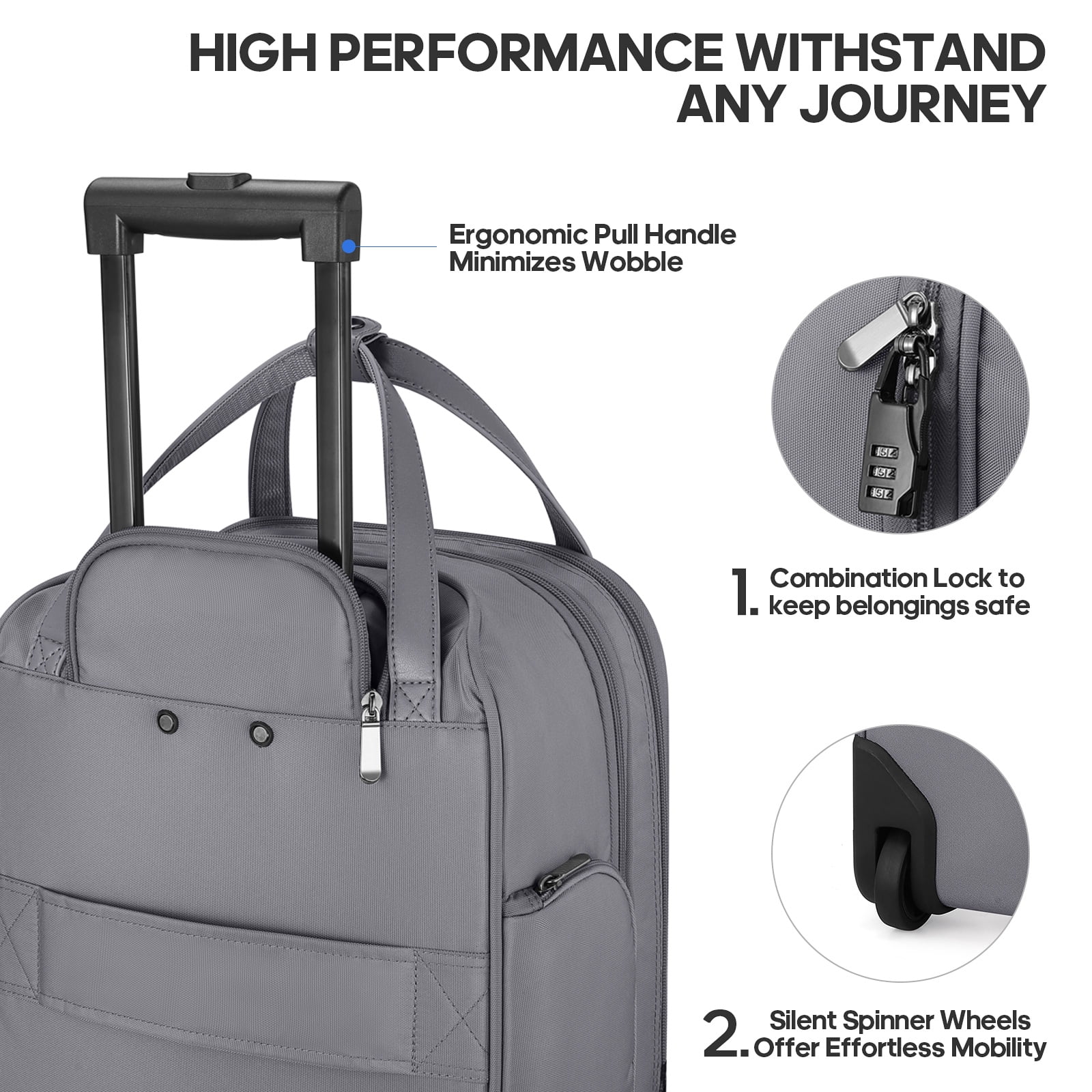 MIUSSE Underseat Carry on Luggage 16 Inch Soft Sided Luggage with Wheels and TSA Lock Airline Approved Small Suitcase for Men Women