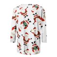 thumbnail image 4 of Christmas 3/4 Sleeve Shirts for Women Christmas Snowman Print Top Cute Santa Print Shirt Round Neck Holiday Shirt Tops Women Sweaters Cheap, 4 of 5