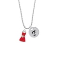 thumbnail image 2 of Delight Jewelry Silvertone Red Dress Silvertone Script Initial Disc - F - Charm Necklace, 20"+3", 2 of 4