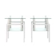 thumbnail image 3 of Euroco Set of 2, Modern Tempered Glass Tea Table Coffee Table End Table, Square Table for Living Room, Transparent/White, 3 of 6