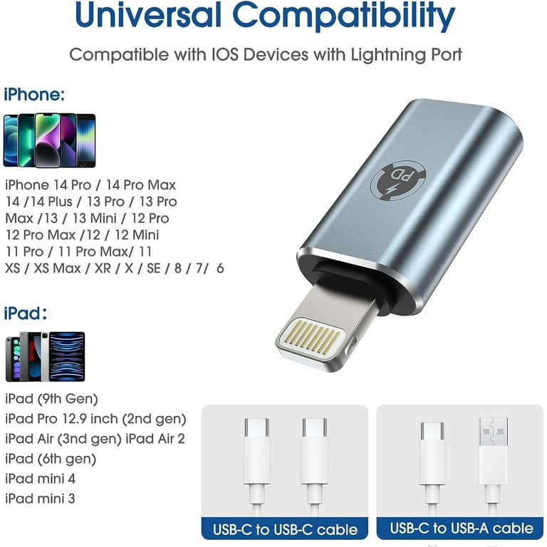 Ecouteur Iphone 13 Cable Iphone Usb C Lightning Adaptateur De Câble USB C Vers Lightning Pour IPhone 16 15 Pro Max Plus IPad 10,10W Charge Rapide & Transfert De Données Adaptateur Jack