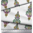 thumbnail image 2 of Soimoi Silk Fabric Leaves & Floral Block Printed Fabric 1 Yard 42 Inch Wide, 2 of 3