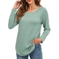thumbnail image 4 of Womens Casual Long Sleeve Shirt Crewneck Twist knit Loose Tunic Tops, 4 of 7