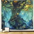 thumbnail image 2 of Forest Tapestry, Nature Tree Popular Elves Wall Hanging Tapestry Warm Green Beach Blanket, 2 of 8
