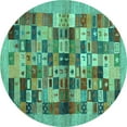 thumbnail image 1 of Ahgly Company Indoor Round Abstract Turquoise Blue Contemporary Area Rugs, 6' Round, 1 of 4