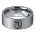 thumbnail image 2 of Tungsten Horoscope Capricorn Band Ring 8mm Men Women Comfort Fit Gray Flat Cut Brushed Polished, 2 of 4