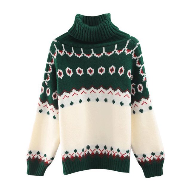 Suéter de cuello alto de Navidad para mujer, estilo coreano, igual que los jerséis de celebridades de Internet, suéteres femeninos dulces, ropa de otoño e invierno