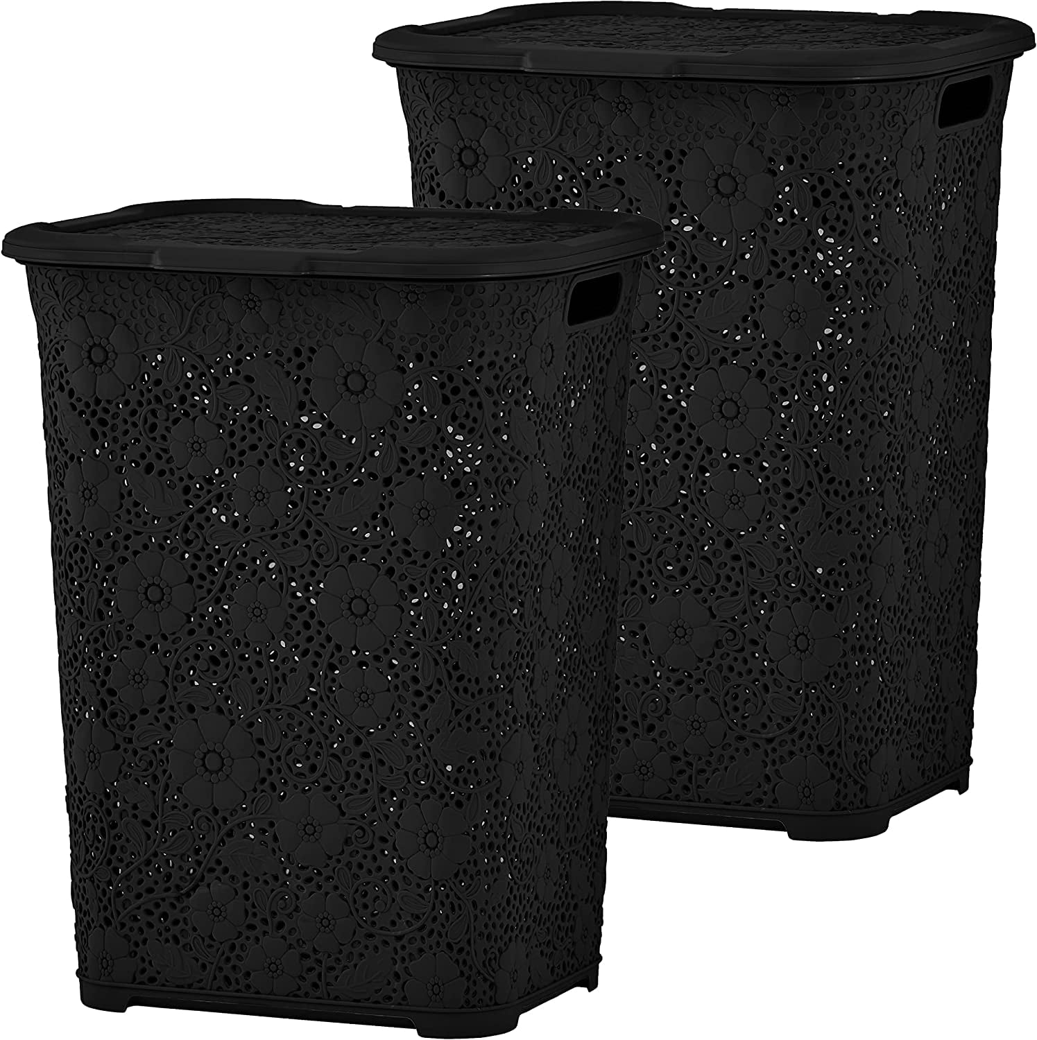 Superio Gradient Perforated Laundry Baskets, 2-Pack - Slim Modern Design, Grey, With Ergonomic Handles