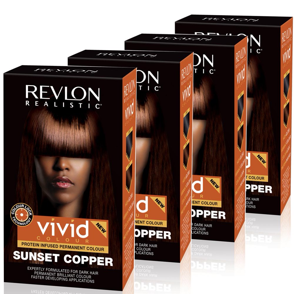 Revlon Realistic Vivid Colour Hair Dye for Dark Hair, Sunset Copper
