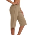thumbnail image 2 of Yourumao Yoga Bermuda Shorts for Women with Pocket Tummy Control High Waist Shorts Solid Loose Knee Length Pants for Sporty Pilates, 2 of 6